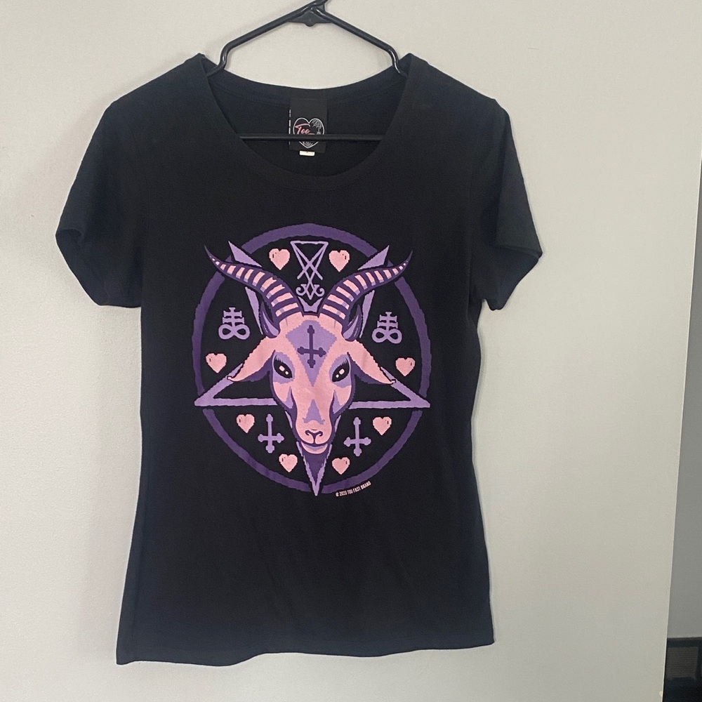 Too Fast Black Tee with Purple Goat Graphic